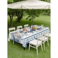 thumbnail image 4 of Outdoor Tablecloth with Umbrella Hole for Patio/Picnic/Party/Camping, Blue Starfish Coastal Waterproof Table Cloth Rectangle Table Cover Washable, Ocean Beach Coral Nautical Botanical (60"x 84"), 4 of 8