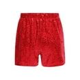 thumbnail image 2 of Mufeng Kids Girls Sequin Shorts Sparkly Hip Hop Jazz Dance Shorts Glitter High Waist Rave A Line Red 16, 2 of 7