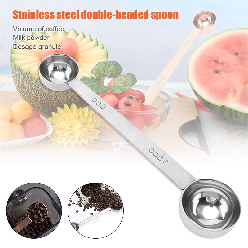 HXAZGSJA Double Side Measuring Spoon Stainless Steel Coffee Scoop