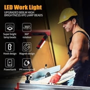 LED Magnetic Torch, Portable Foldable Flashlight Inspection Lamp Rechargeable Work Light, 360° Rotating Hook and 270° Folding Magnet Base Super Bright Torches for Repair, Emergency and Camping