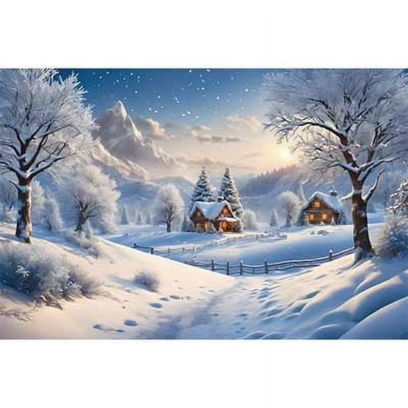 Snow Winter Christmas Village Background Pine Tree s Backdrop New Year Home ration Photography Studio Supplier