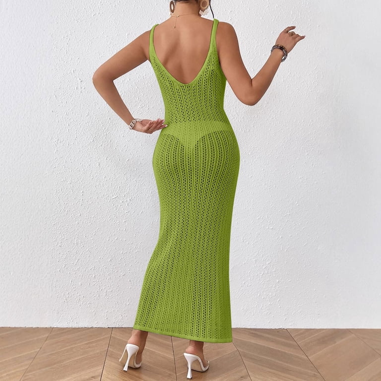 green crochet beach dress Vestido Maxi Catalina Crochet - Verde