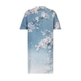 thumbnail image 4 of Viikei Summer Boho Short Sleeve Dress,Plus Size Dress for Women V Neck Summer Printing Sundresses Knee Short Sleeve with Pockets Blue XXXXL, 4 of 5