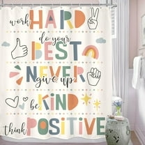 Kids Inspirational Quotes Shower Curtain Bathroom Set 72Wx72H Inches Funny Cartoon Cute Colorful Motivational Words Rainbow Dots Bath Accessories Classroom Art Home Decor Fabric 12 Pack Hooks
