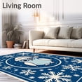 thumbnail image 2 of ODIKA 3'x5' Machine Washable Non-Slip Area Rug, Festive Owl Motif with Santa Cap and Snowflake Embellishments High Traffic Rug with Pad, Blue, 621038, 2 of 8