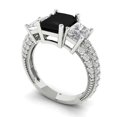 thumbnail image 2 of 3.61 ctw 3 Stone Anniversary Ring for Women | Emerald Cut Natural Onyx | Hyperallergenic Solid 14K White Gold, 2 of 5