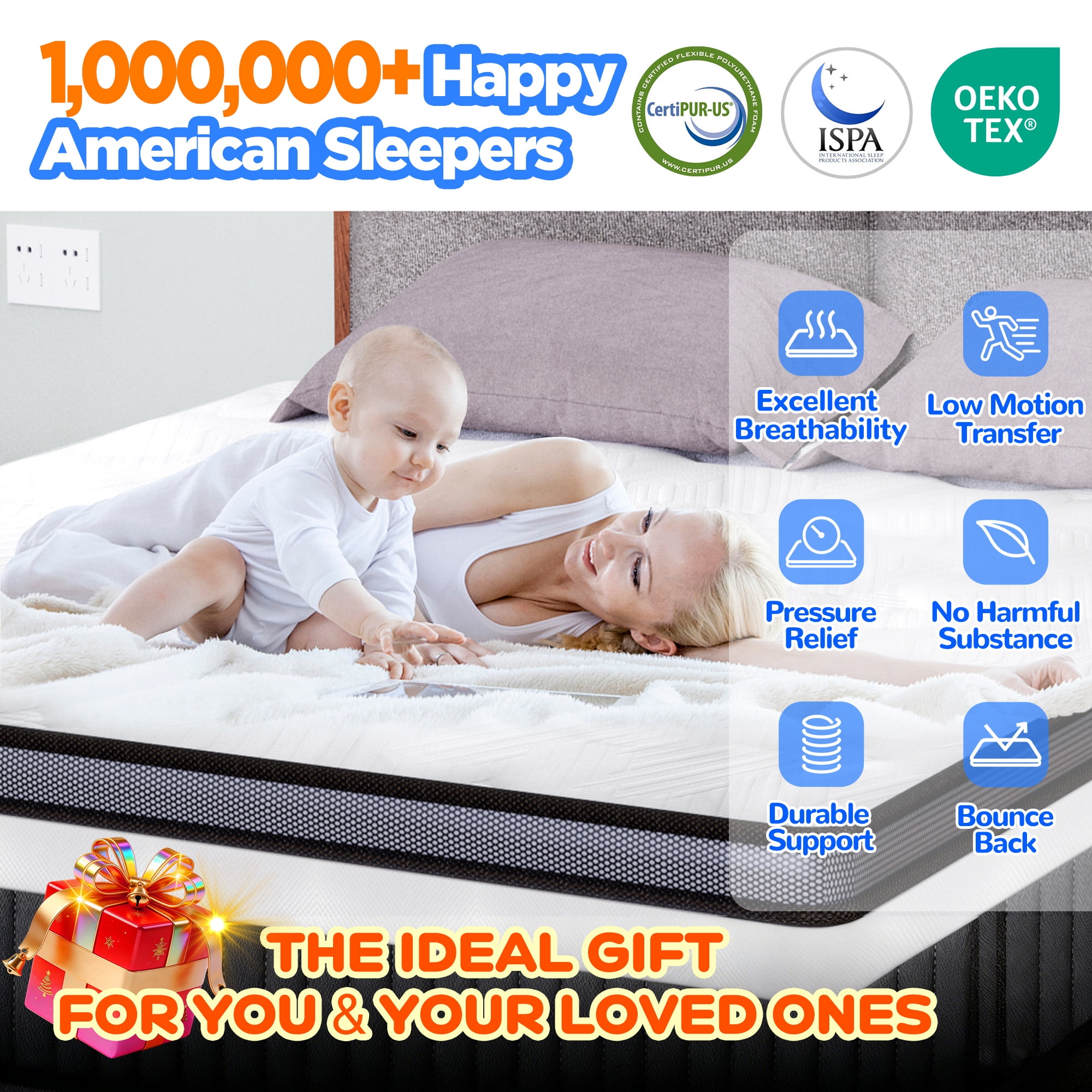 Queen Mattress, 14 Inch Memory Foam Mattress Queen Size, Innerspring Hybrid Queen Bed Mattress in a Box Medium Firm with Motion Isolation & Strong Support & Pressure Relief, CertiPUR-US
