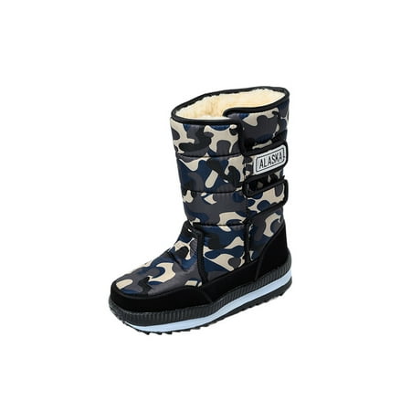 

Ymiytan Women s Winter Snow Boots Warm Faux Plush-Lined Tall Mid-Calf Height for Cold Weather Snow Storm Women Blue Camouflage 7