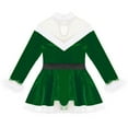 thumbnail image 4 of Yruioon Kids Girls Christmas Santa Claus Costume Figure Ice Skating Leotard Sparkly Dance Tutu Dress Green 4, 4 of 6