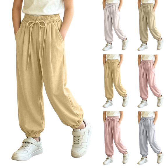 Pretxorve Kids Girls Wide Leg Pants Light Loose Casual Everyday Bottoms Sizes 1-14Y