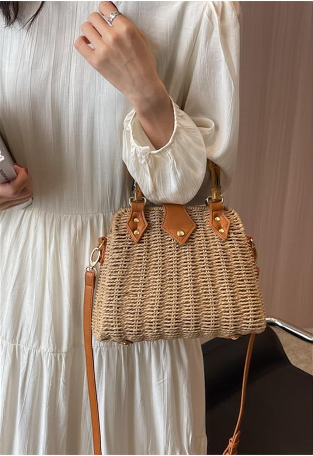 Zhengup Straw Crossbody Bags for Women Beach Handbags Wicker Summer Purse Woven Island Beach Bags Natural Bag