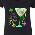 thumbnail image 4 of Inktastic Let the Good Times Roll Mardi Gras Goblet and Beads Women's V-Neck T-Shirt, 4 of 5