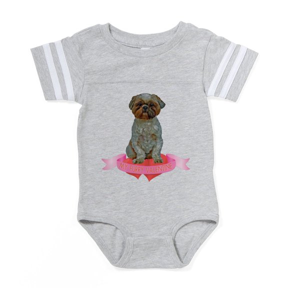 CafePress - FIN Lhasa Apso Valentine - Cute Infant Baby Football Bodysuit