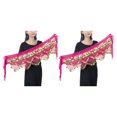 thumbnail image 3 of Sonducket Danza del vientre cintura cadena colgante cinco capas tres filas lentejuelas moneda cadera bufanda accesorios rendimiento ropa rosa Rosa roja 2Conjunto, 3 of 6