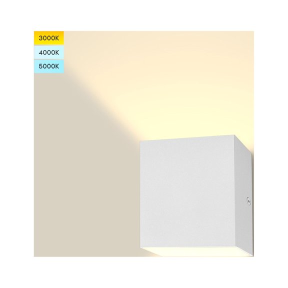 Luxrite Square LED Up and Down Wall Sconce, 3 Color Selectable, 15W, 1000 Lumens, ETL Listed, Wet Rated - White
