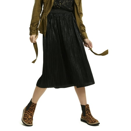 Scoop Women’s Metallic Pleated Midi Skirt, Sizes XS-XXXL