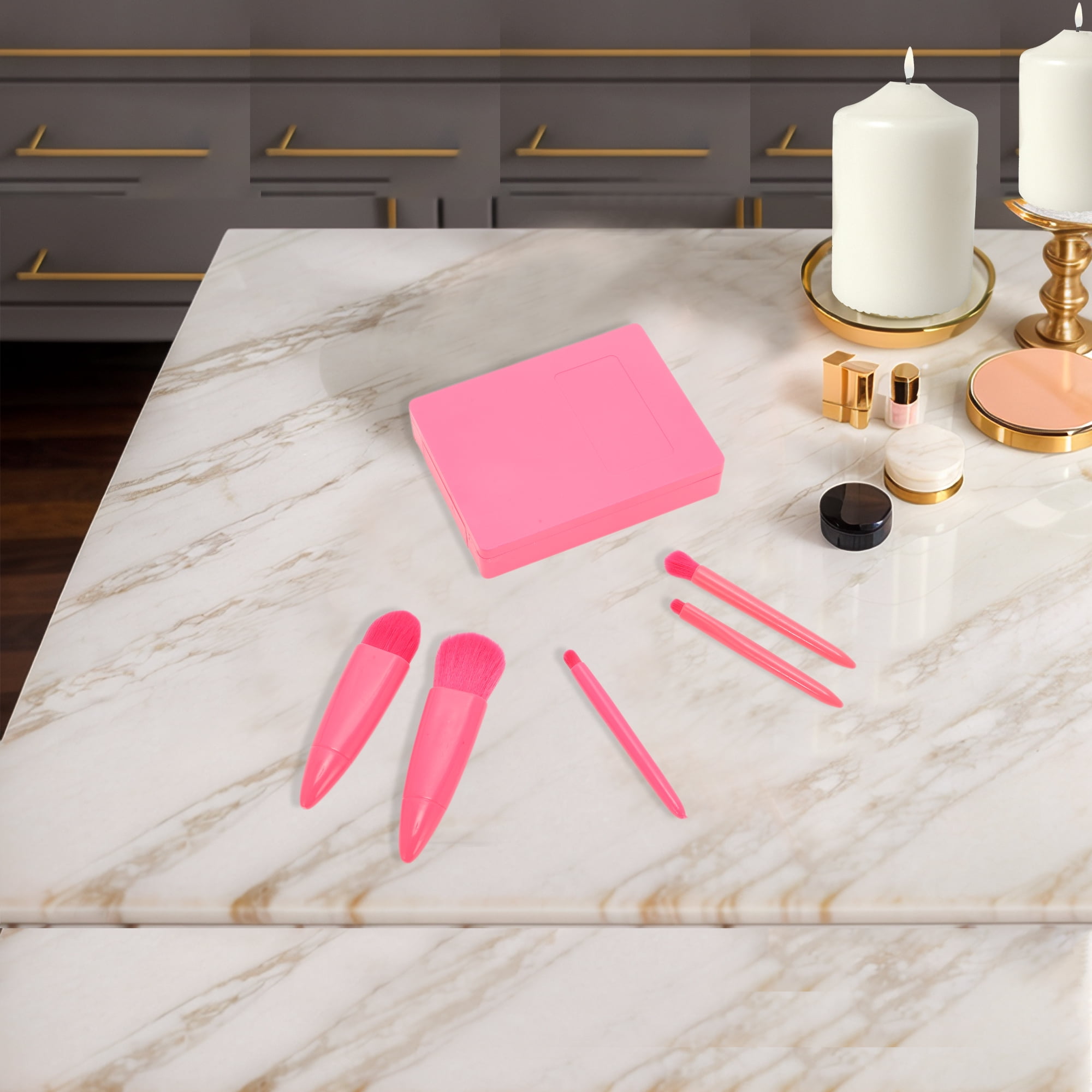 Unique Bargains 1 Set Convenient Makeup Brush Kit for Bathroom Red