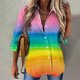 thumbnail image 2 of Moda mujer sexy manga larga con cuello en v pulóver estampado casual blusa tops Fridja fjkfkj3773, 2 of 5