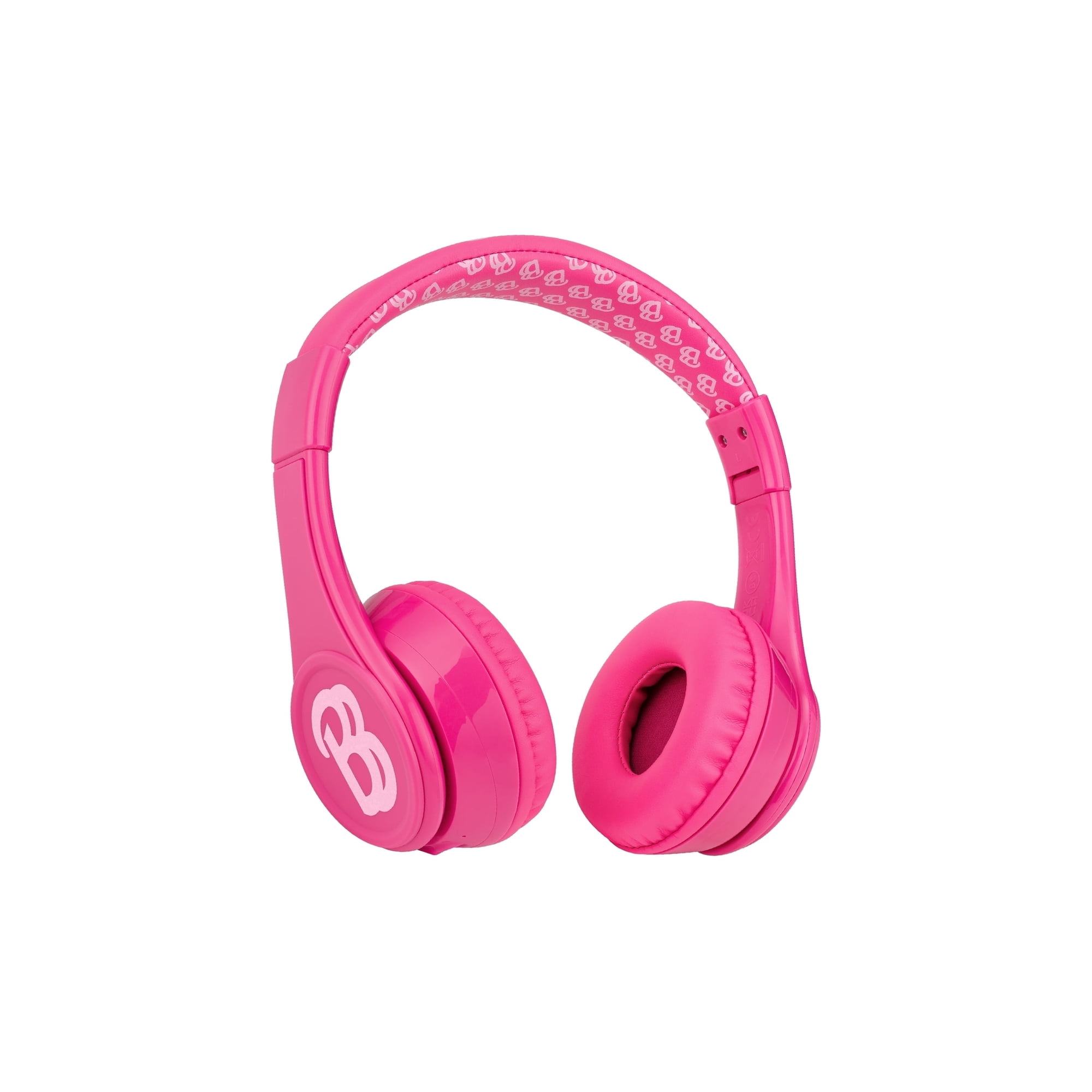 eKids Barbie Bluetooth Headphones Pink with Microphone Includes Aux Cord