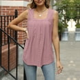 thumbnail image 2 of FAIWAD Summer Tank Tops for Women Sleeveless Mesh Squre Neck Pleated Front Vest Summer Casual Loose Tee Shirts, 2 of 4