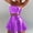 A217 Purple, variant on Women's Two Piece Set Shiny Metallic Skirt And Bandeau Top Strapless Crop Top Mini A-Line Pleated Skater Skirt Stretchy Outfit For Rave Music Festival Clubwear Performance