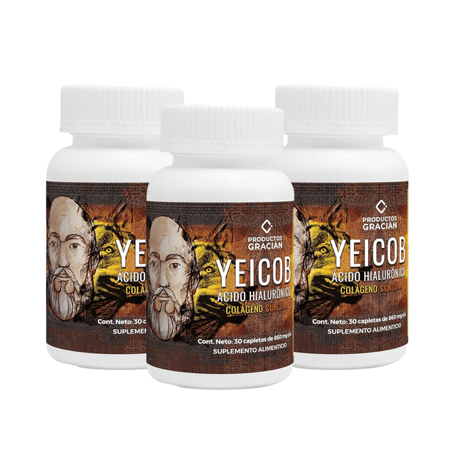YEICOB – Colágeno, cúrcuma, ácido hialurónico, ortiga, mejora la movilidad de las articulaciones, disminuye el dolor y desinflama 3pack