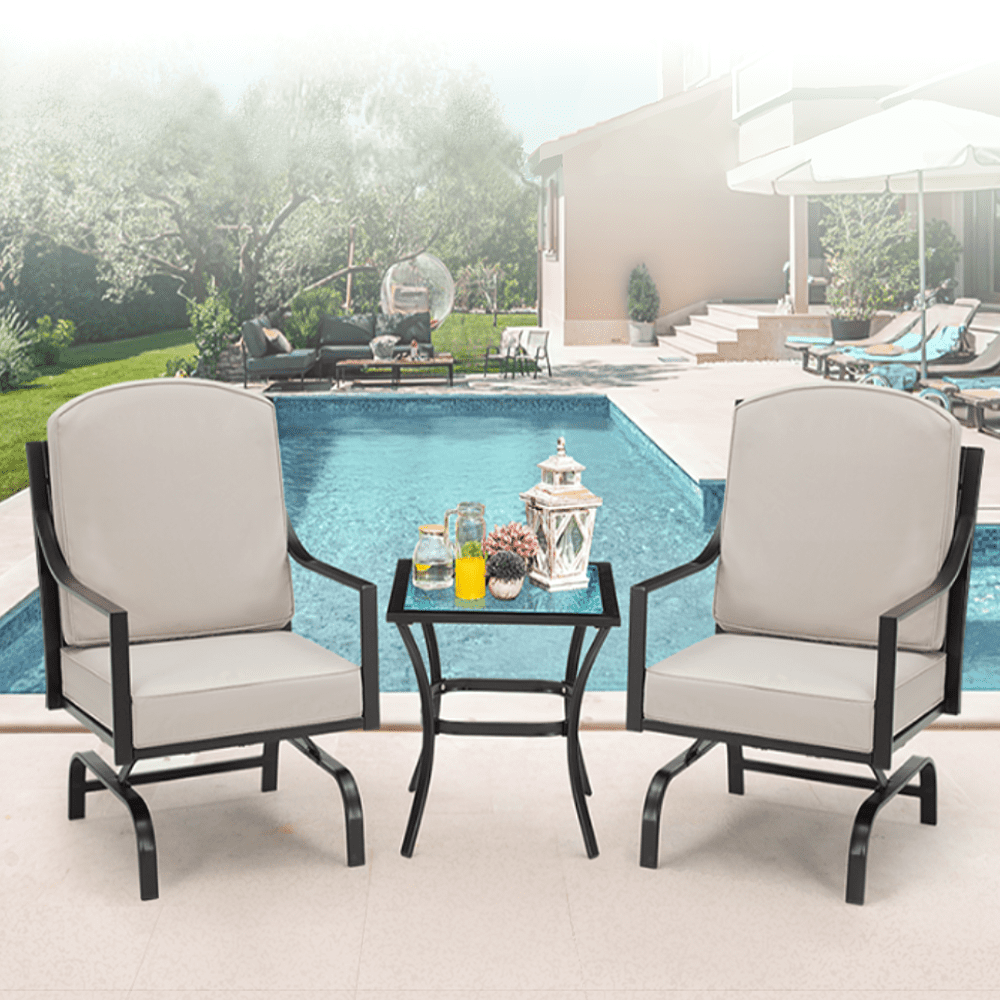 EROMMY Outdoor Recliner Patio Furniture Lounge Chair with Thicken Cushions for Backyard Pool and Garden Adjustable Wicker Recliner Chair with All-Weather 