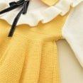 thumbnail image 5 of Babys Kids Toddlers Girls Patchwork Bow Tie Spring Winter Long Sleeve Ruffled Knit Sweater Princess Dress Clothes, 5 of 7