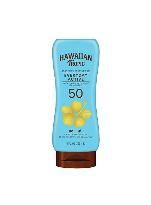 Hawaiian Tropic Everyday Active Lotion Sunscreen SPF 50, 8oz | Hawaiian Tropic Sunscreen SPF 50, Sunblock, Broad Spectrum Sunscreen, Oxybenzone Free Sunscreen, Water Resistant Sunscreen, 8oz