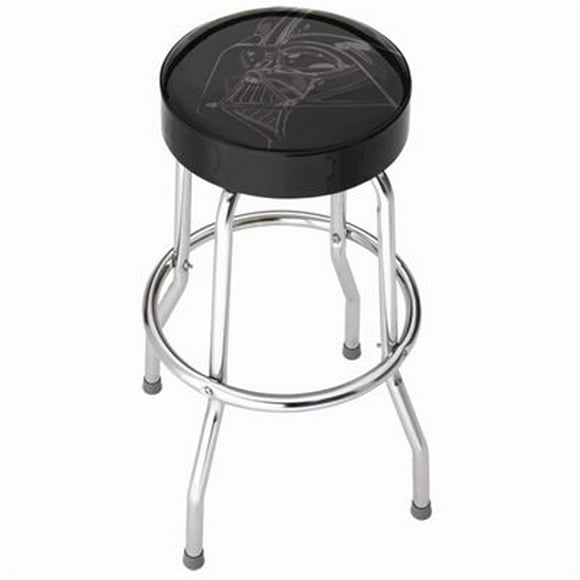 Plasticolor Stool 004779R01 Garage Stools; Round Black Vinyl Seat With Darth Vader Face; Non-Swivel; 4 Steel Legs; Without Back