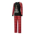 thumbnail image 6 of Elippeo Christmas Family Pajamas Matching Set Letter Print Long Sleeve Tops and Plaid Pants Sleepwear, 6 of 10