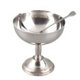 thumbnail image 1 of Copa De Helado Con Pie, Taza Redonda De Acero Inoxidable 304 Para Yogurt Snack Candy, Fácil De Limpiar, Bol De Postre De Metal Retro Con Cuchara Para Ensalada Fruta Y Pudding, 1 of 7