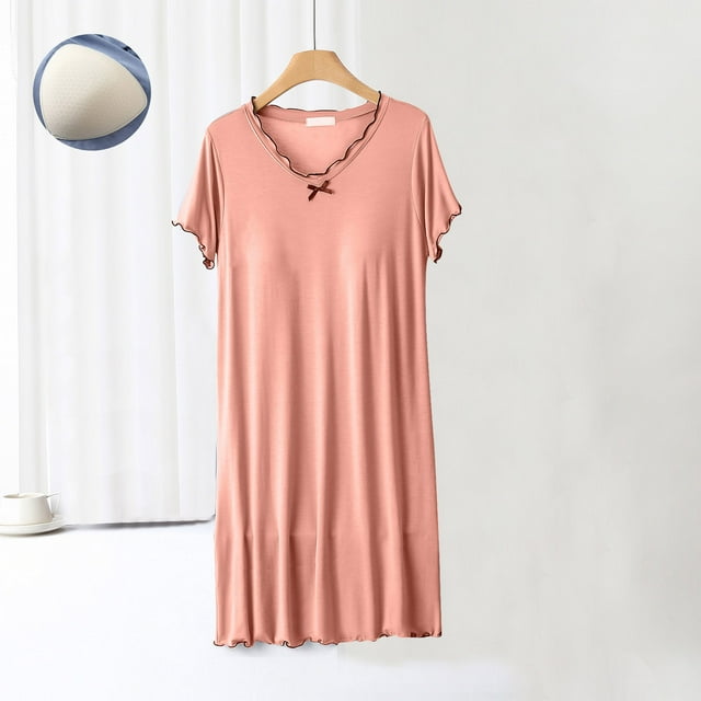 Camisón corto para mujer, blusa lisa, informal, a la moda, con cuello redondo, manga corta, para dormir