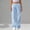 #0106-Blue, variant on Womens High Waisted Pants, Solid Elastic Smocked Wide Leg Trousers, Casual Work Bottoms with Pockets, Travel Hiking Pants Gift