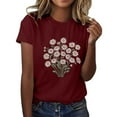thumbnail image 2 of Fznquz Womens Short Sleeve Tops 2025 Graphic Tees Red Round Neck Summer Womens Blouses Dressy Casual, 2 of 5