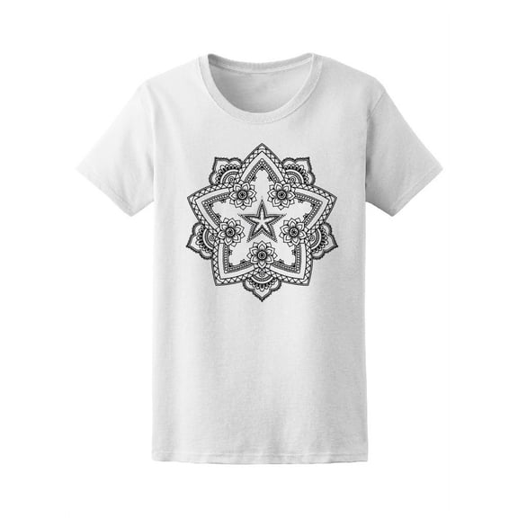 Tribal Star Floral Mandala T-Shirt Women -Image by Shutterstock, Female Medium