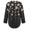 thumbnail image 4 of Pompotops Chemises à Manches Longues Imprimées d'Été pour Femmes Tunique Décontractée à Fermeture Éclair Blouse Roulable Col en V en Solde, 4 of 4