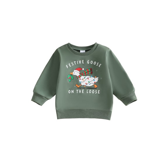 RUINIXCW Kids Christmas Sweatshirt Long Sleeve Crewneck Goose Print Tops