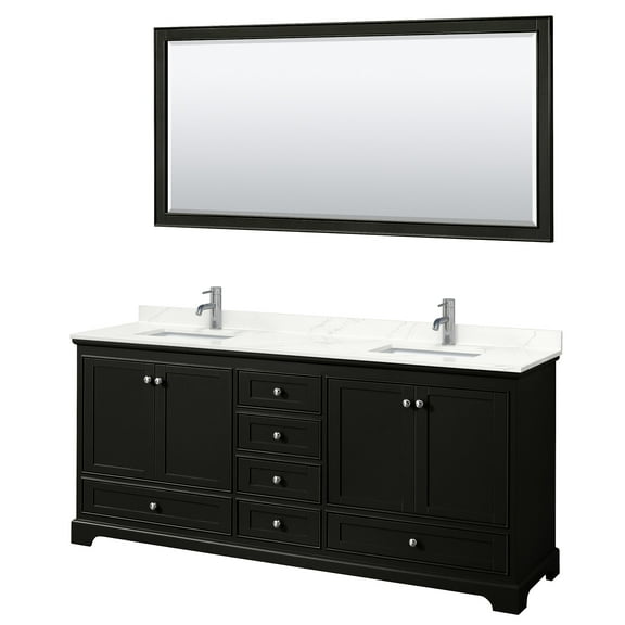 Wyndham Collection Wcs202080d-Qtz-Unsm70 Deborah 80" Free Standing Double Basin Vanity Set
