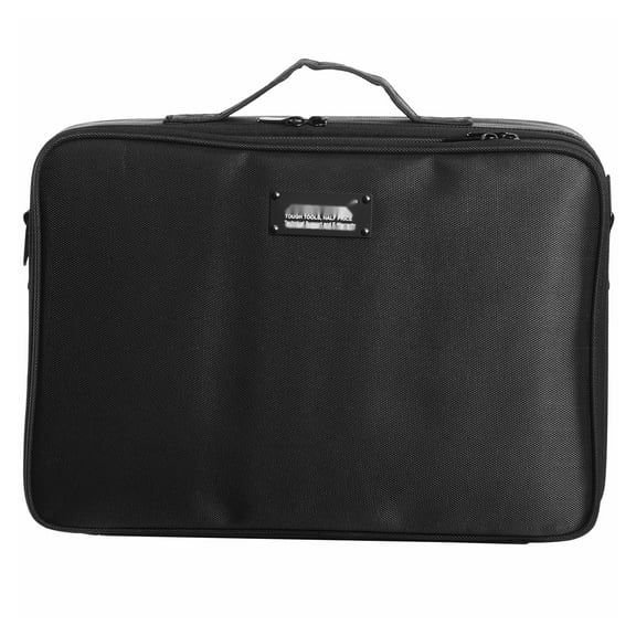 Makeup Train Case Large, 3 Tier Oxford Makeup Organizer, Professional Artist Rolling Cosmetic Case with Strap & Handle, Waterproof Makeup Storage, Black