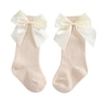 thumbnail image 2 of 2 Pairs Baby Girls Knee High Socks with Bow Long Stockings Infants Toddlers Ruffled Socks School Uniform Leggings 0-3Y, 2 of 5