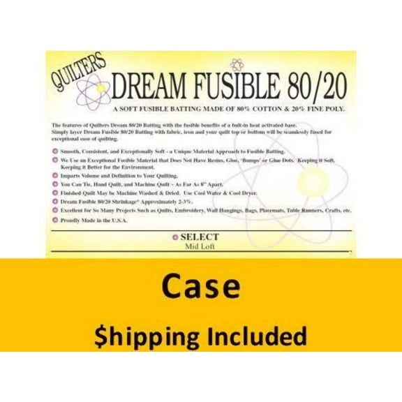 FUSECR Dream Fusible 80/20 Batting (Case(18), Crib 46 in x 60 in) shipping included*