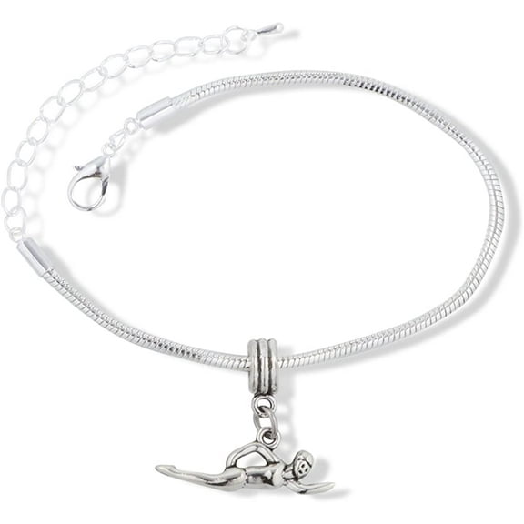EPJ Swimming Bracelet | Swimmer Gifts Stainless Steel Snake Chain Charm Bracelet