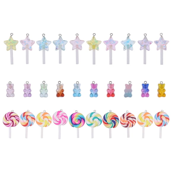 MasteelfCA 30 Pcs Belle Décoration en Résine Simulation Bonbons Pendentif Boucle d'Oreille (Style Mixte)