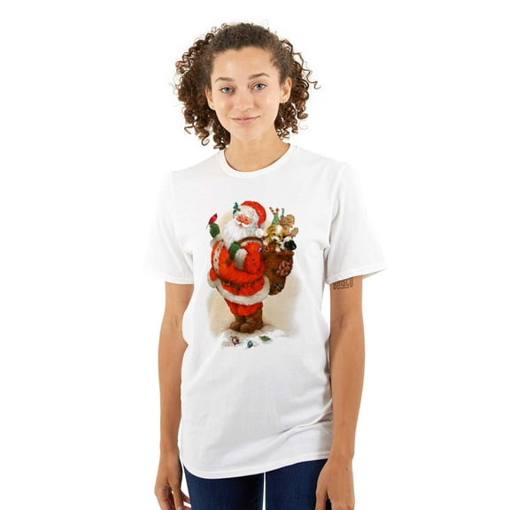 Cute Christmas Santa Bag Animals Women's Graphic T Shirt Tees Brisco Brands S