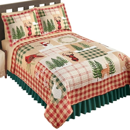 Winter Forest Friends Holiday Patchwork Quilt King Colors Winter Forest Friends Holiday Patchwork Quilt King Colors