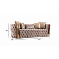 thumbnail image 3 of Naomi Button Tufted 3 Pc Set with Velvet Fabric and Gold Accent in Taupe, 3 of 6