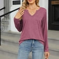 thumbnail image 3 of Scyoekwg Casual Long Sleeve Shirts for Women V-Neck Lightweight Slim Tops Vintage Loose Fashion Dressy Blouses Fall Clothes Solid Color Tops(Wine,XXL), 3 of 6