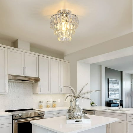 

Small Crystal Chandelier Ceiling Light Hallway Ceiling Light Fixtures Flush Mount Crystal Pendant Ceiling Lamp for Bedroom Hall Living Room Hallway