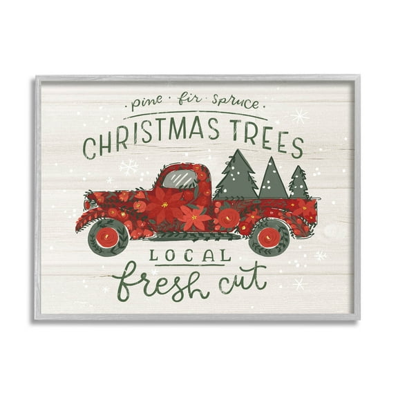 Stupell Industries Local Fresh Cut Christmas Trees Graphic Art Gray Framed Art Print Wall Art, Design by Loni Harris